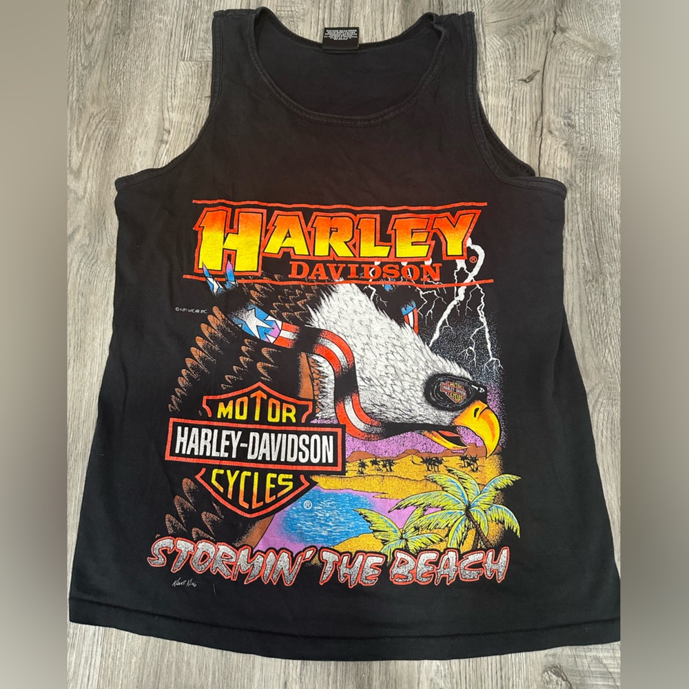 Harley-Davidson Black Tank Top with Colorful Graphics